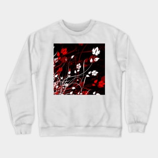 Stylish Abstract Floral Art - Red White Crewneck Sweatshirt